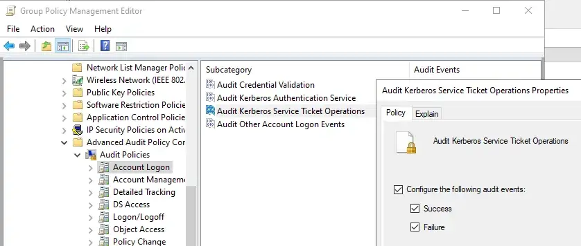 TMA Solutions Enabling “Audit Kerberos Service Ticket Operations”